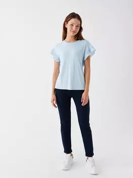 Женские однотонные спортивные штаны с эластичной резинкой на талии LCWAIKIKI Basic, темно-синий