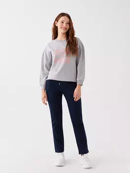 Женские однотонные спортивные штаны с эластичной резинкой на талии LCWAIKIKI Basic, темно-синий