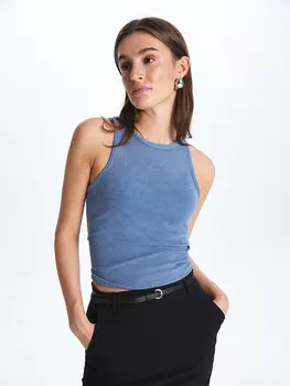 Женские однотонные спортивные штаны с круглым вырезом LCW Vision, индиго родео