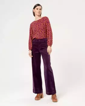 Женские однотонные вельветовые брюки широкого кроя Surkana, фиолетовый