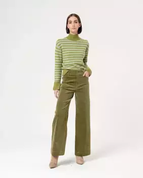 Женские однотонные вельветовые брюки широкого кроя Surkana, зеленый