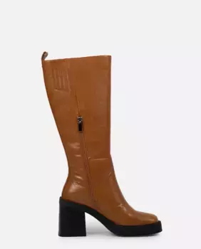 Женские однотонные высокие ботинки на массивной платформе и широком каблуке с квадратным носком Gioseppo, коричневый