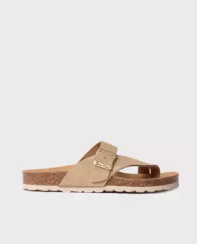 Женские открытые замшевые сандалии на плоской подошве однотонных тонов Toni Pons, золотой