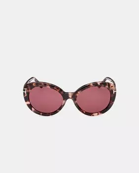 Женские овальные солнцезащитные очки из ацетата цвета гавана Tom Ford, коричневый