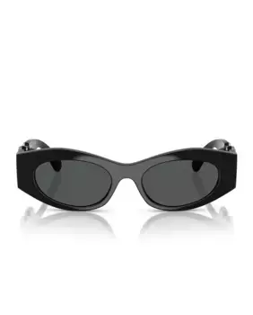 Женские овальные солнцезащитные очки серого цвета Versace, черный