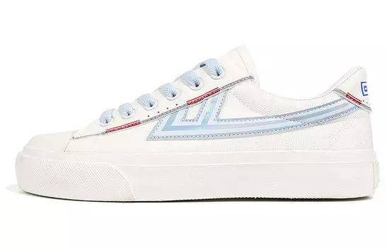 Женские парусиновые кеды с низким верхом, белый/голубой Warrior