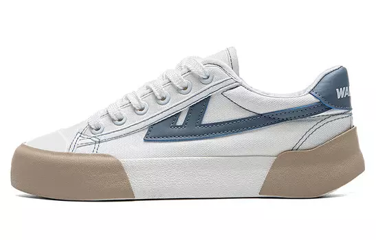 Женские парусиновые кеды с низким верхом, белый/голубой Warrior