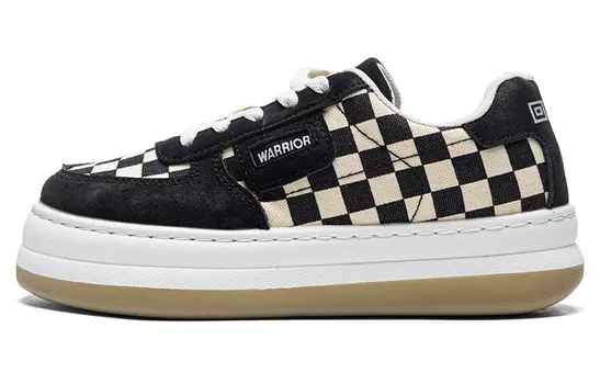 Женские парусиновые кеды с низким верхом бежевого/черного цвета Warrior