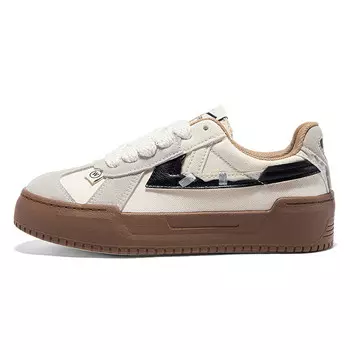 Женские парусиновые кеды с низким верхом бежевого/серого/черного цвета Warrior