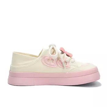 Женские парусиновые кеды с низким верхом бежевого/розового цвета Binya