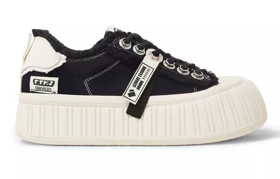 Женские парусиновые кеды с низким верхом цвета обсидиан черный Ttkj