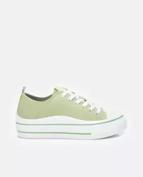 Женские парусиновые кроссовки на шнурках и резиновой подошве Refresh, зеленый