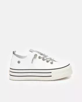 Женские парусиновые кроссовки с резиновым носком и двойной подошвой Refresh, белый