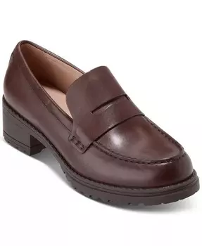 Женские пенни-лоферы на плоской подошве Camea с выступами на подошве Cole Haan, коричневый