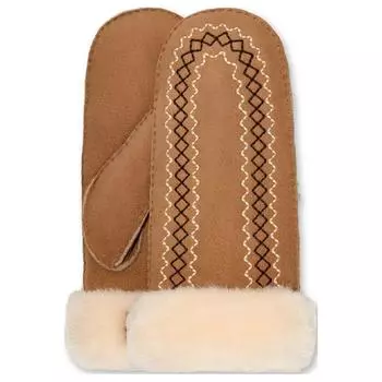 Женские перчатки из овчины каштанового цвета UGG