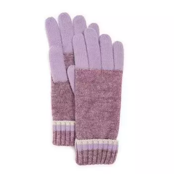 Женские перчатки MUK LUKS в рубчик с цветными блоками, цвет Soft Lilac