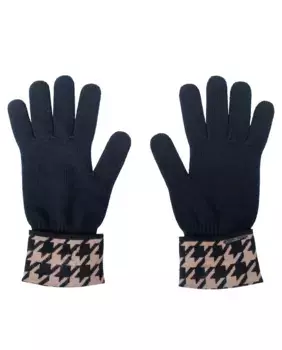 Женские перчатки жаккардовой вязки с узором «гусиная лапка» Naulover, черный