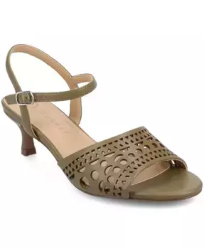 Женские перфорированные босоножки Jessly на низком каблуке Journee Collection, зеленый