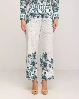 Женские перфорированные брюки прямого кроя с принтом Salvia Niza, белый