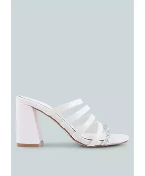 Женские персиковые босоножки со стразами и ремешками London Rag, белый