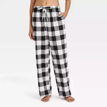 Женские пижамные брюки из фланели в клетку - Auden, цвет Black/White