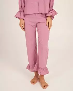 Женские пижамные брюки с рюшами на щиколотках и микропринтом в тон Bohodot, розовый