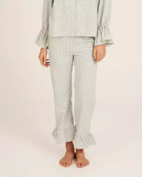 Женские пижамные брюки в клетку с оборками на щиколотках Bohodot, синий