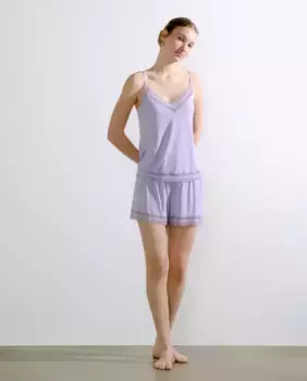 Женские пижамные шорты с кружевом по нижнему краю Antigel, сиреневый