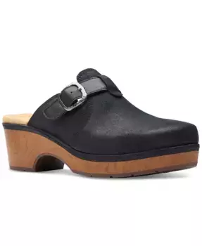 Женские платформенные клоги Paizlee Nora с пряжкой и без задника Clarks, черный