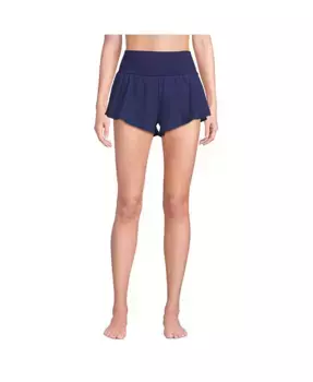 Женские плавательные шорты без ластовицы 3" с оборками и встроенными трусиками Lands' End, синий