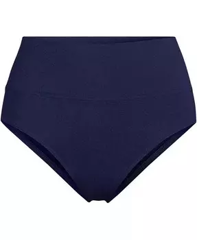 Женские плавки бикини с высокой талией, устойчивые к хлору, без защемлений Lands' End, синий