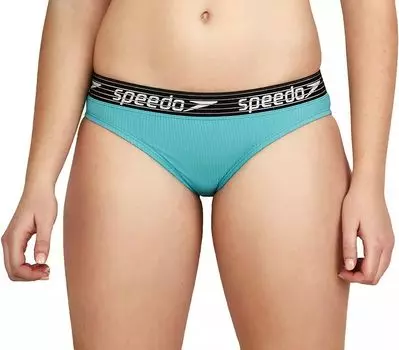 Женские плавки бикини в рубчик с логотипом Speedo