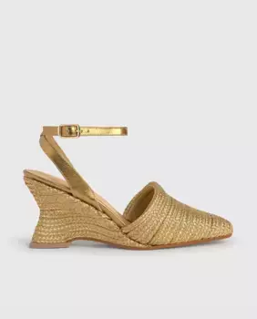 Женские плетеные эспадрильи Julia на танкетке с острым носком Castaer, золото