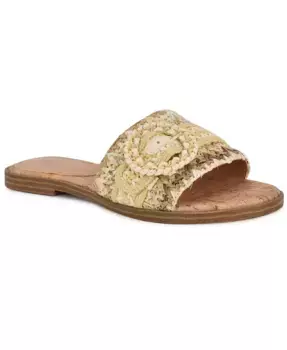 Женские плетеные балетки Poland без задника Nine West, коричневый/бежевый