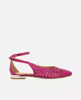 Женские плетеные балетки с кожаным браслетом Gioseppo, цвет Fucsia