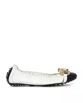 Женские плетеные кожаные балетки с золотой отделкой Pons Quintana, черный