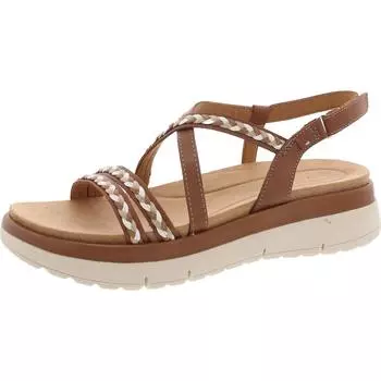 Женские плетеные кожаные сандалии на плоской подошве Easy Spirit, темно-коричневый