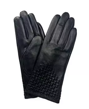 Женские плетеные перчатки для сенсорного экрана из натуральной кожи Marcus Adler, черный