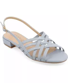 Женские плетеные сандалии на плоской подошве Cassandra с пяткой сзади Journee Collection, синий