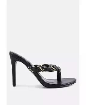 Женские плетеные вьющиеся сандалии на шпильке Melodrama London Rag, черный