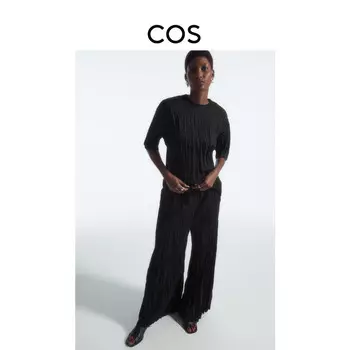 Женские плиссированные брюки Cos с широкими штанинами, черный