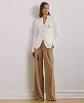 Женские плиссированные брюки свободного кроя из стрейч-джерси, Regular & Petite Lauren Ralph Lauren, коричневый/бежевый