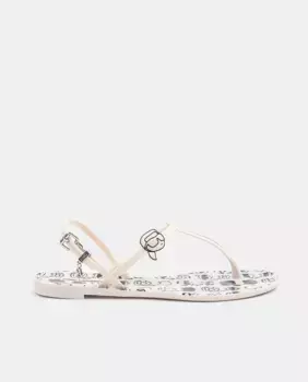 Женские плоские рабские сандалии модель JELLY NFT Граффити Karl Lagerfeld, белый
