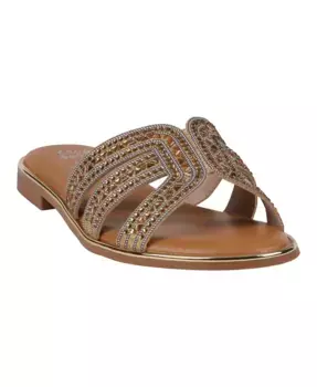 Женские плоские сандалии Clara с декоративными элементами GC Shoes, золотой