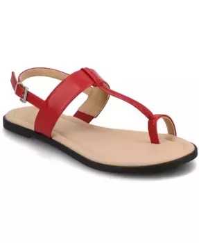 Женские плоские сандалии Gerra T Strap с кольцом на пальце Journee Collection, красный