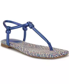 Женские плоские сандалии Nortny с узлом и Т-образным ремешком Nine West, мультиколор