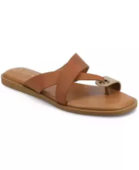 Женские плоские сандалии Prizzie с переплетающимися ремешками и кольцом на пальце Journee Collection, коричневый