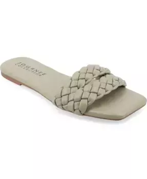 Женские плоские сандалии Sawyerr с плетеным ремешком Journee Collection, зеленый