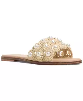 Женские плоские сандалии-слипоны Gizelle с жемчужным декором ALDO, белый