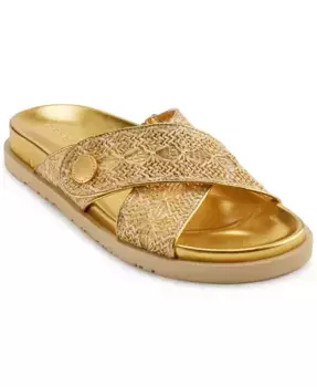 Женские плоские сандалии-слипоны Harisa X-Band Donna Karan New York, золотой